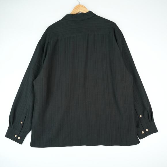 Batik Bay Shirt Mens XL Black Long Sleeve Button Front Rayon Blend - Picture 2 of 8